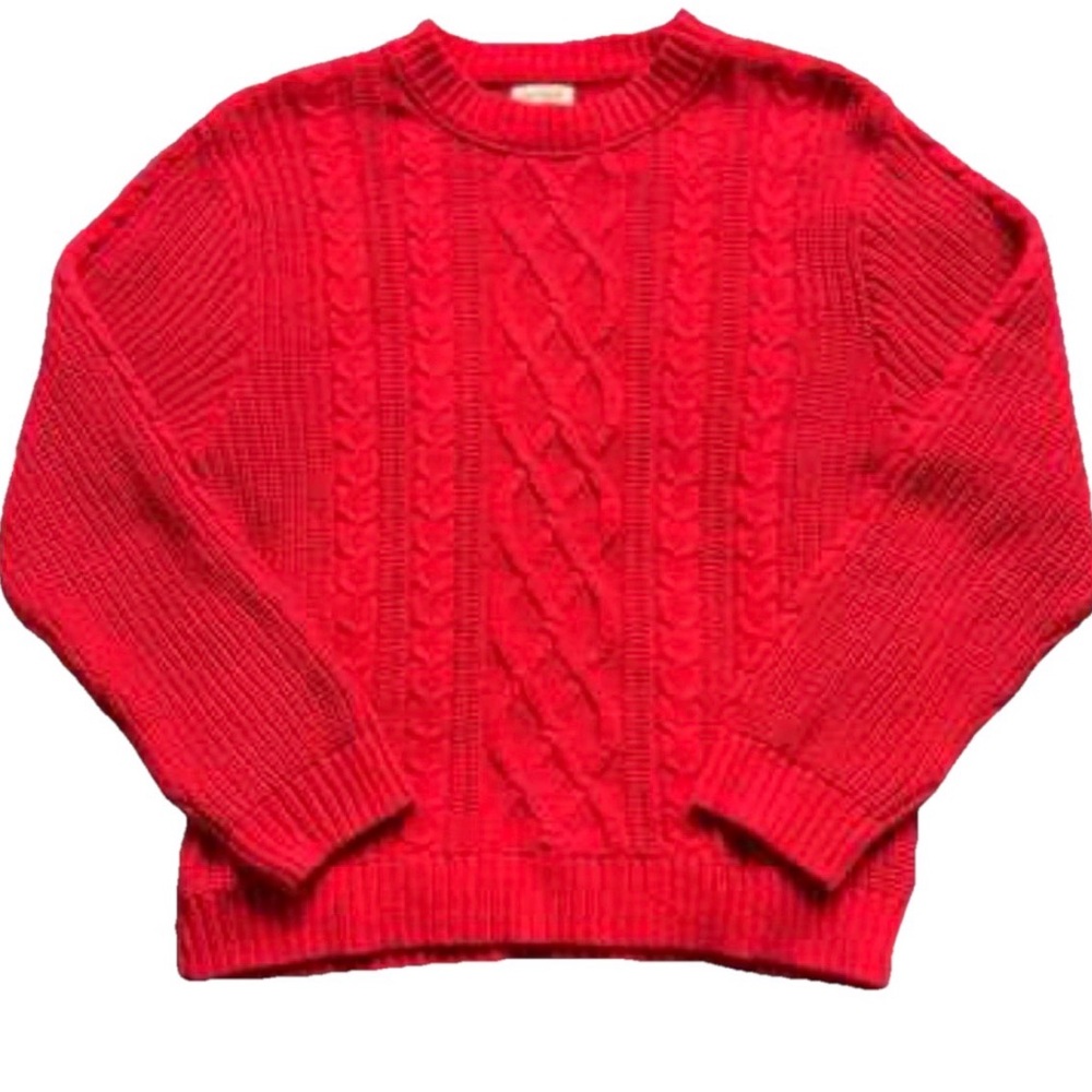 Girls' Cable Knit Pullover Sweater - Cat & Jack™ Red Medium (8)